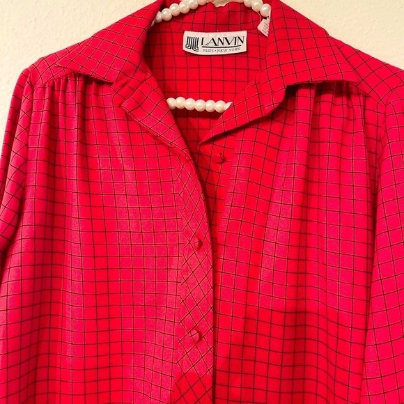 𝅺vtg 6 Lanvin dress couture gingham square vintage silk checkered pinup 60s 70s - Picture 5 of 16